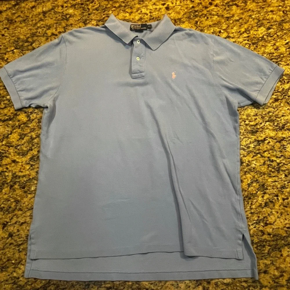 Polo Ralph Lauren‎ Mens XL Blue Pique Short Sleeve Pony Logo Polo Shirt